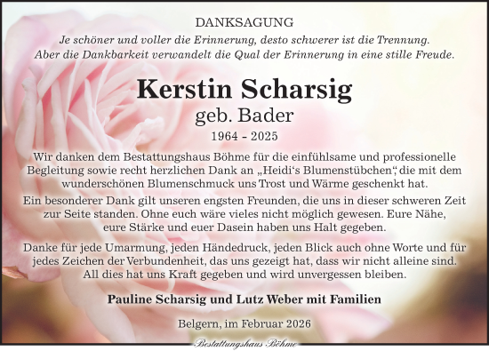 Traueranzeige von Kerstin Scharsig von Torgauer Zeitung