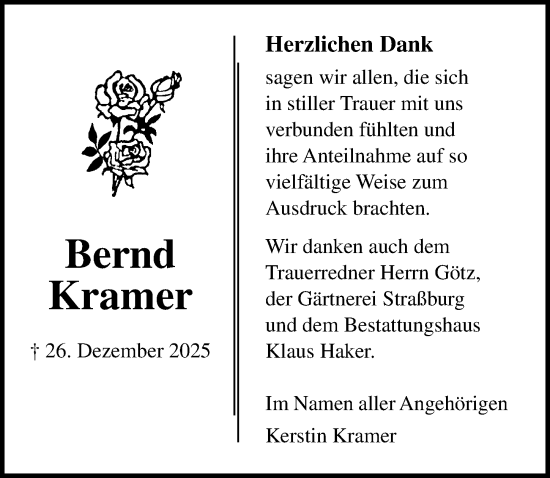 Traueranzeige von Klaus Haker von Ostsee-Zeitung GmbH
