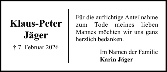 Traueranzeige von Klaus-Peter Jäger von Kieler Nachrichten