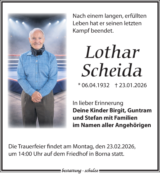 Traueranzeige von Lothar Scheida von Leipziger Volkszeitung