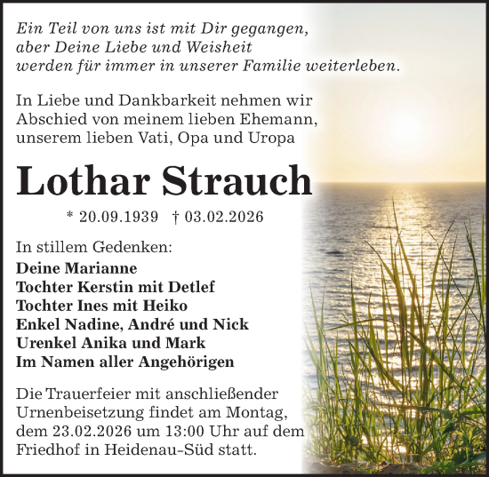 Traueranzeige von Lothar Strauch von Sächsische Zeitung
