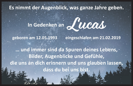 Traueranzeige von Lucas  von Sächsische Zeitung
