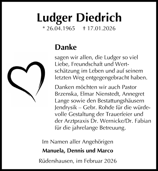 Traueranzeige von Ludger Diedrich von Göttinger Tageblatt