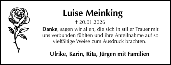 Traueranzeige von Luise Meinking von Die Harke