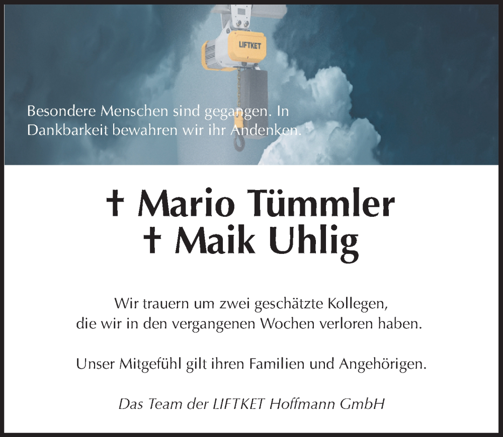  Traueranzeige für Maik Uhlig vom 14.02.2026 aus Leipziger Volkszeitung