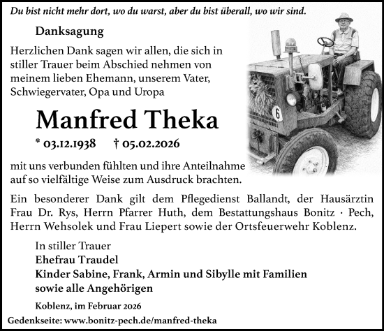 Traueranzeige von Manfred Theka von Sächsische Zeitung