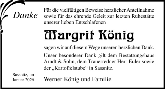 Traueranzeige von Margrit König von Ostsee-Zeitung GmbH