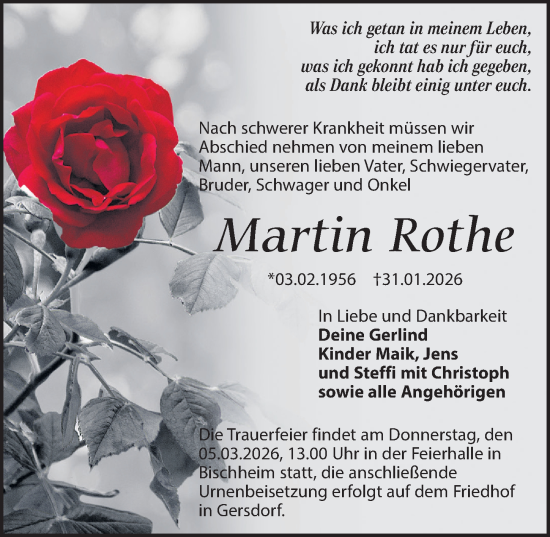 Traueranzeige von Martin Rothe von Sächsische Zeitung