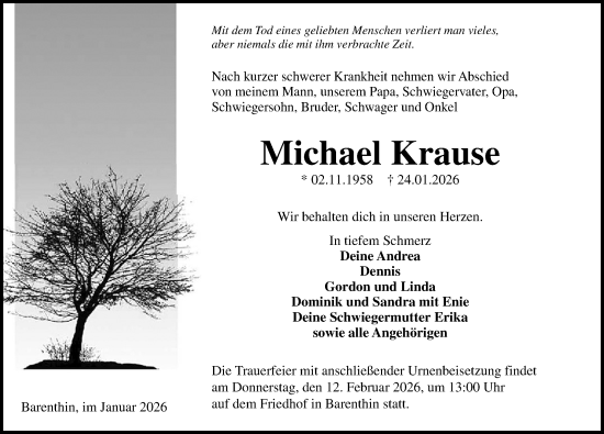 Traueranzeige von Michael Krause von Wochenspiegel