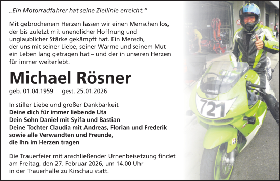 Traueranzeige von Michael Rösner von Sächsische Zeitung