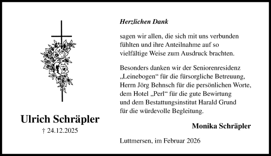 Traueranzeige von Monika Schräpler von Hannoversche Allgemeine Zeitung/Neue Presse