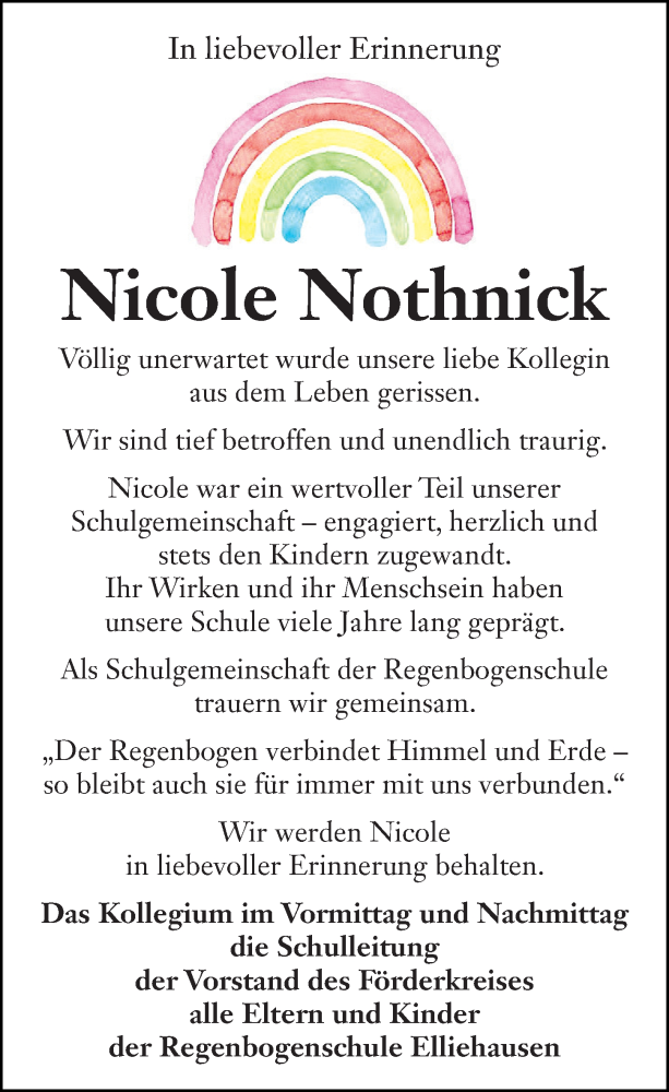  Traueranzeige für Nicole Nothnick vom 21.02.2026 aus Göttinger Tageblatt