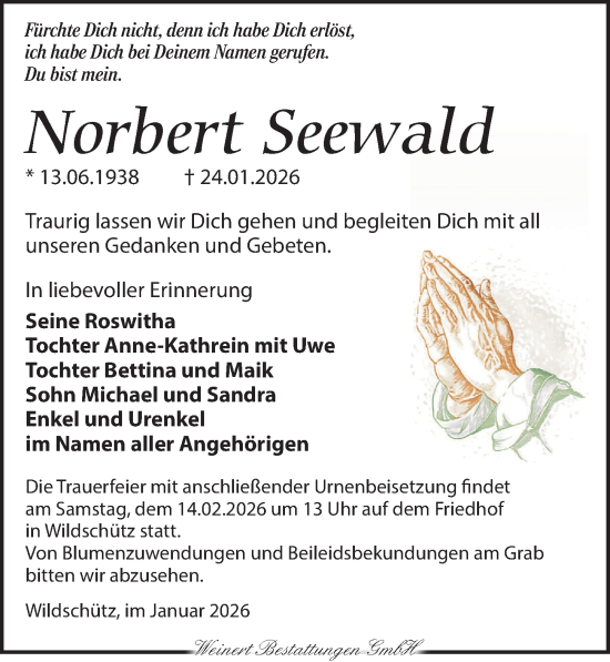 Traueranzeige von Norbert Seewald von Torgauer Zeitung
