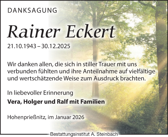 Traueranzeige von Rainer Eckert von Leipziger Volkszeitung