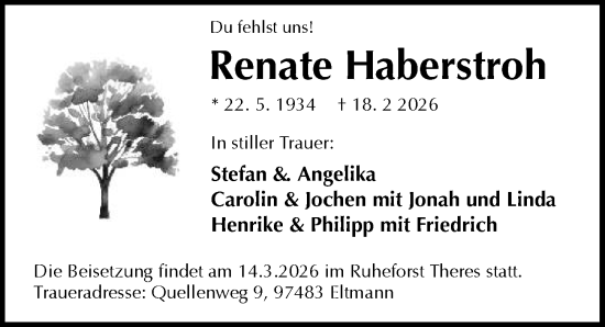 Traueranzeige von Renate Haberstroh von Göttinger Tageblatt