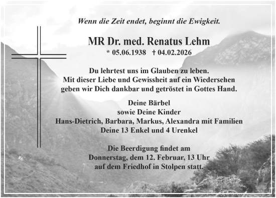 Traueranzeige von Renatus Lehm von Sächsische Zeitung