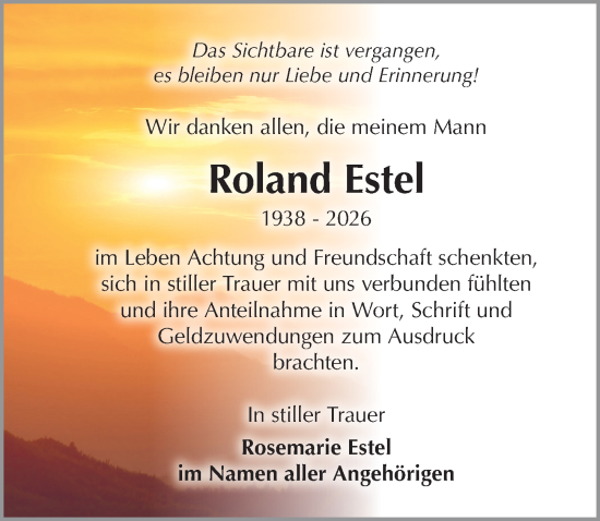 Traueranzeige von Roland Estel von Sächsische Zeitung