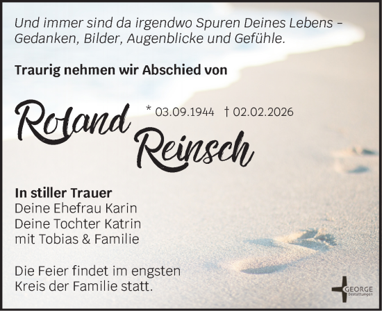 Traueranzeige von Roland Reinsch von Leipziger Volkszeitung