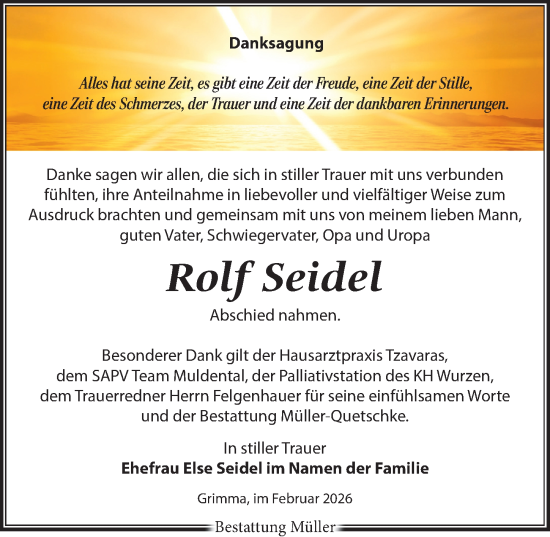 Traueranzeige von Rolf Seidel von Leipziger Volkszeitung