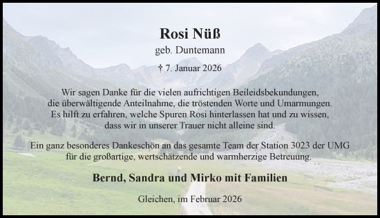 Traueranzeige von Rosi Nüß von Eichsfelder Tageblatt