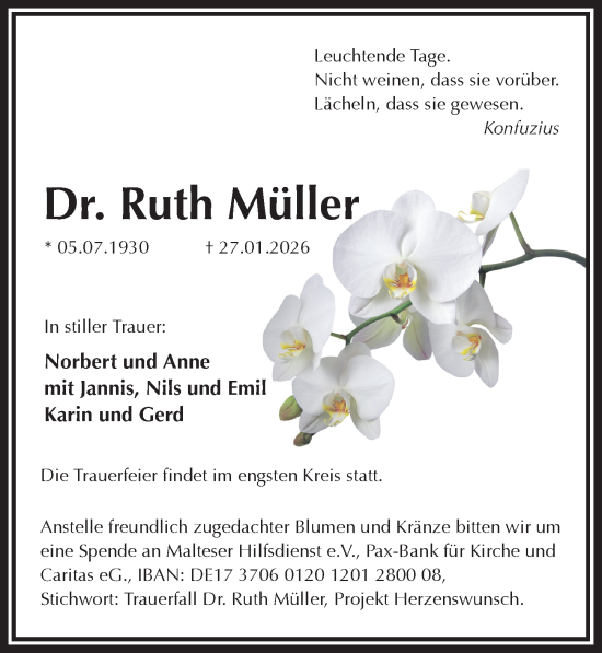 Traueranzeige von Ruth Müller von Sächsische Zeitung
