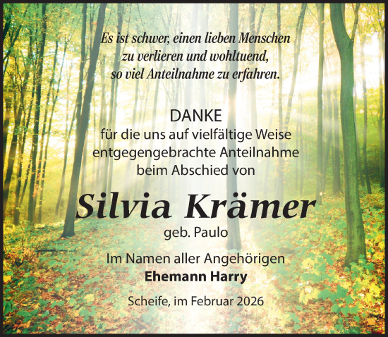 Traueranzeige von Silvia Krämer von Sächsische Zeitung