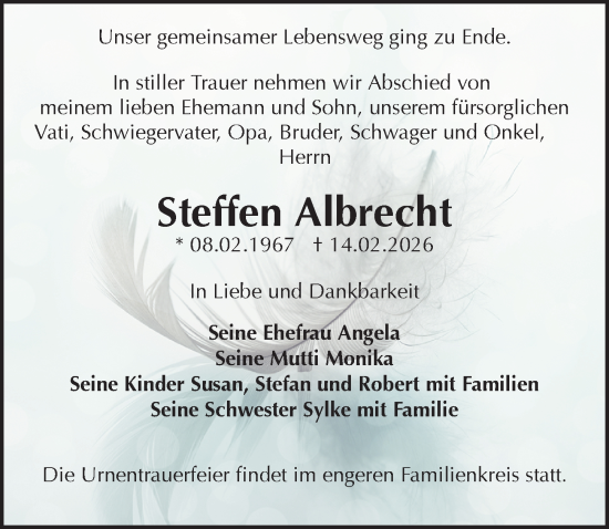 Traueranzeige von Steffen Albrecht von Sächsische Zeitung