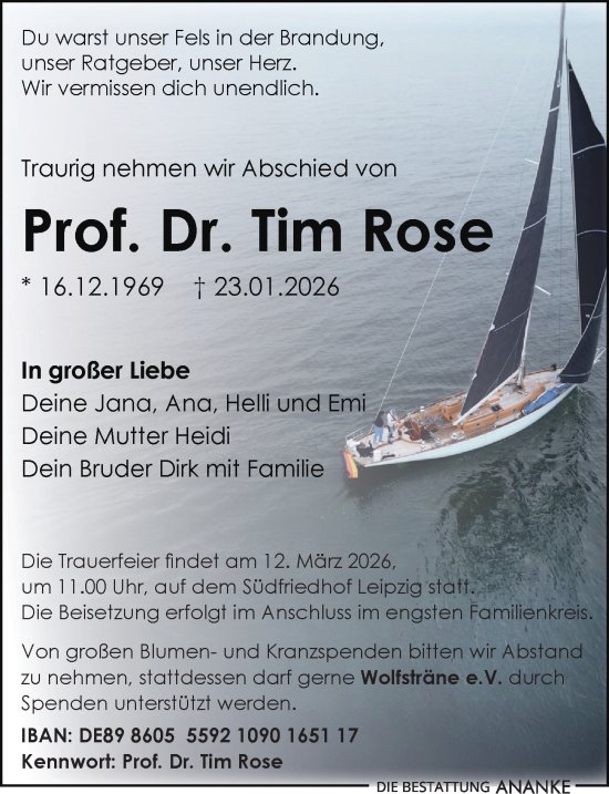 Traueranzeige von Tim Rose von Leipziger Volkszeitung