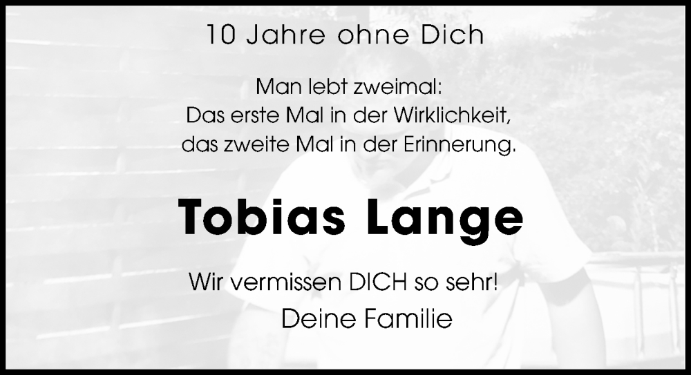  Traueranzeige für Tobias Lange vom 19.02.2026 aus Leipziger Volkszeitung