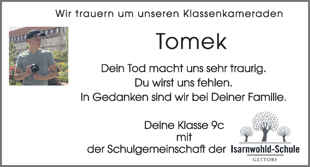  Traueranzeige für Tomek  vom 21.02.2026 aus Kieler Nachrichten