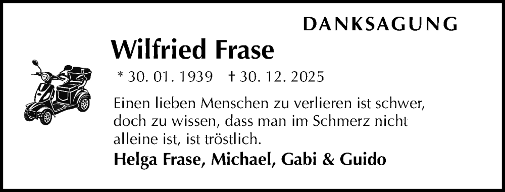  Traueranzeige für Wilfried Frase vom 21.02.2026 aus Peiner Allgemeine Zeitung