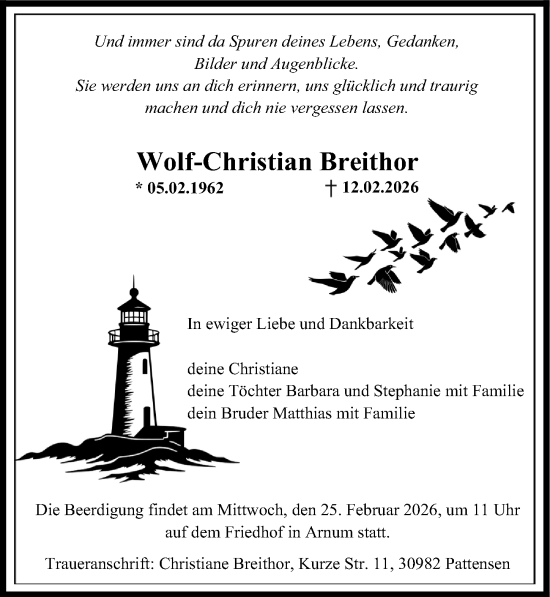 Traueranzeige von Wolf-Christian Breithor von Hannoversche Allgemeine Zeitung/Neue Presse