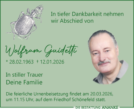 Traueranzeige von Wolfram Guidetti von Leipziger Volkszeitung
